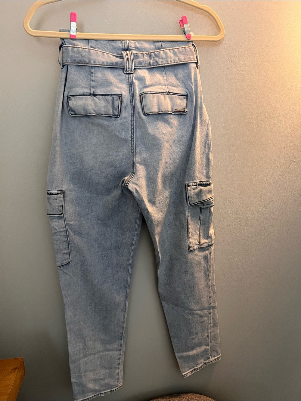 White House Black Market Petite Extra High Rise Light Wash Cargo Jean - Picture 5 of 8